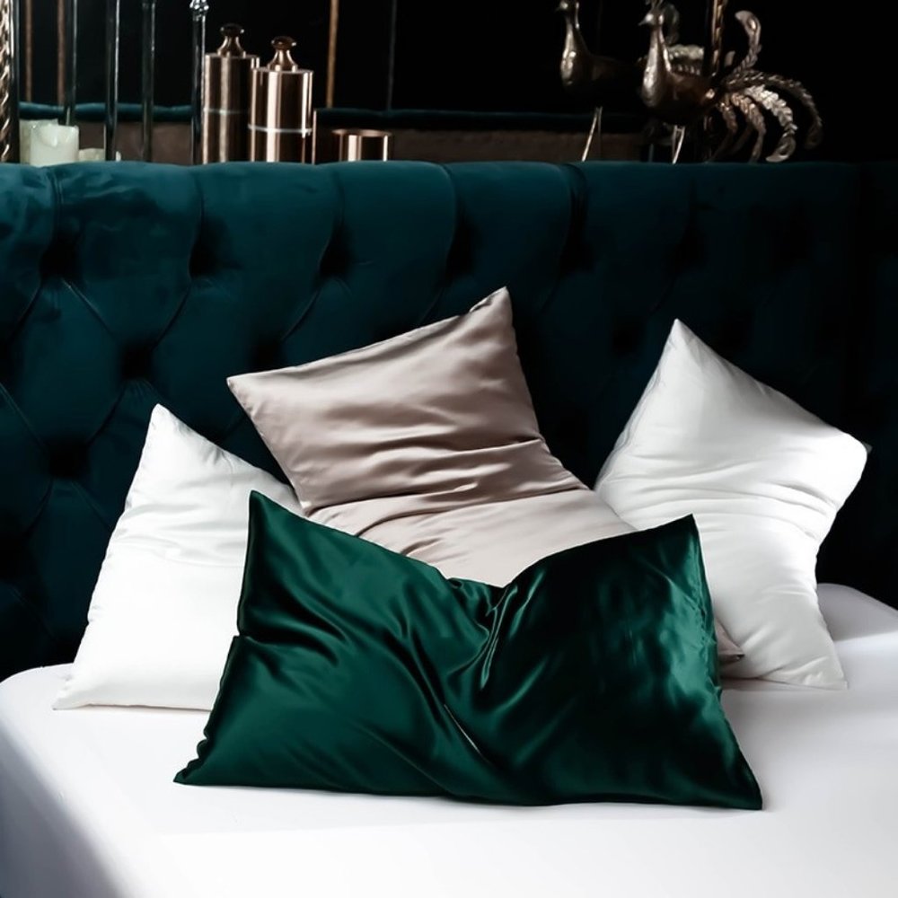 NEW SILK PILLOWCASE QUEEN SZ GREEN HIGHT QUALITY 22 MOMMES